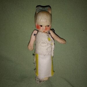 Vintage Antique Bisque 3" Doll Pinned Germany